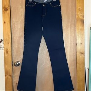 Flare jeans with brass stud detail like new